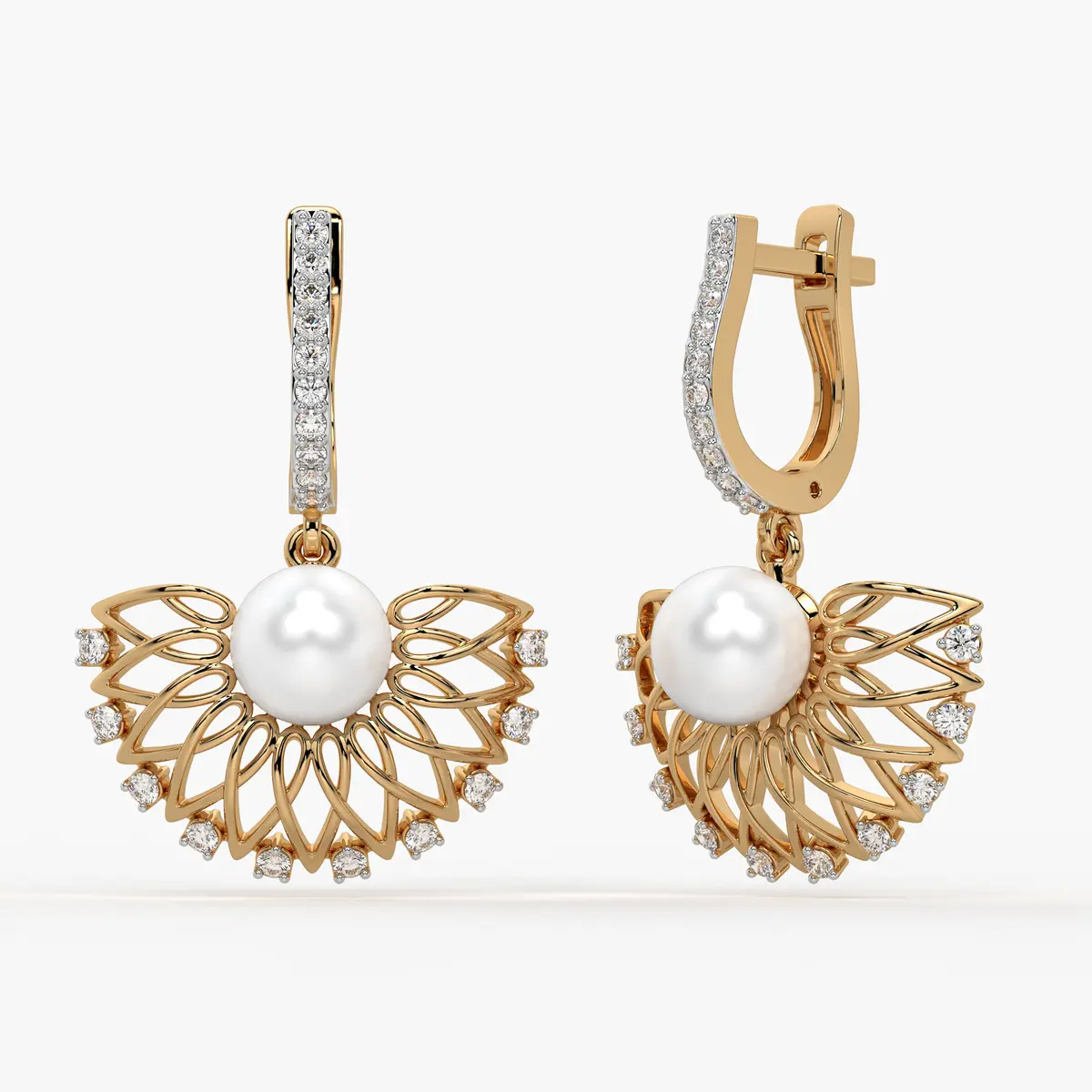 Floral Fan Drop Earrings