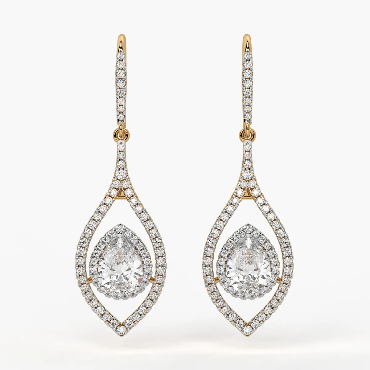 Pear Halo Drop Earrings