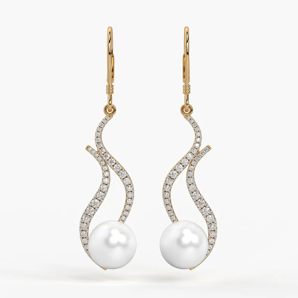 Wave Pearl Drop Earrings