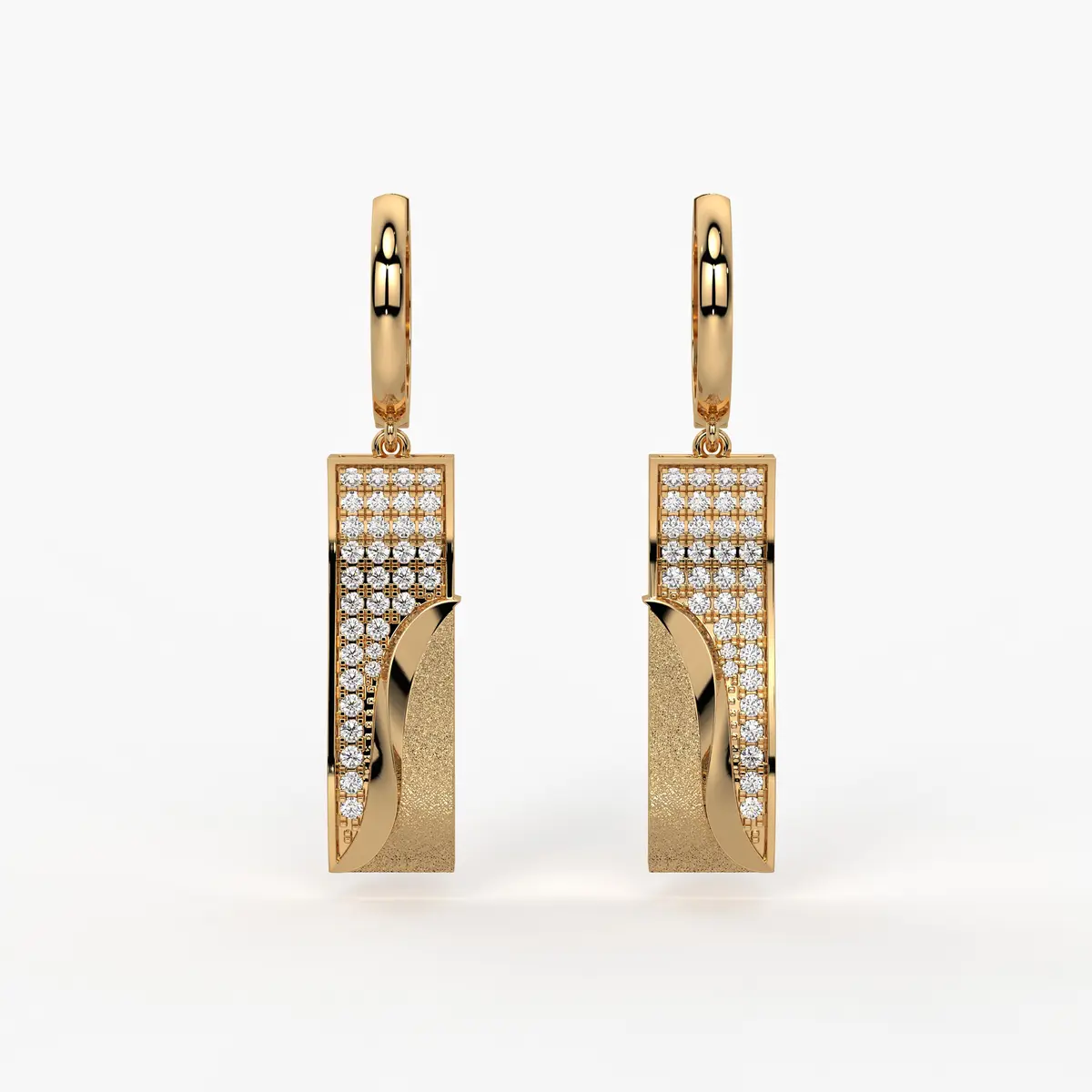 Curved Rectangle Drop Earrings