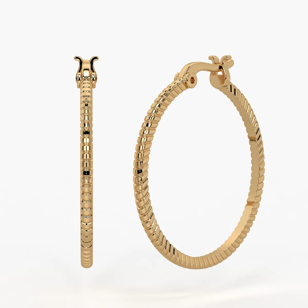 Ribbed Circle Hoop Earrings