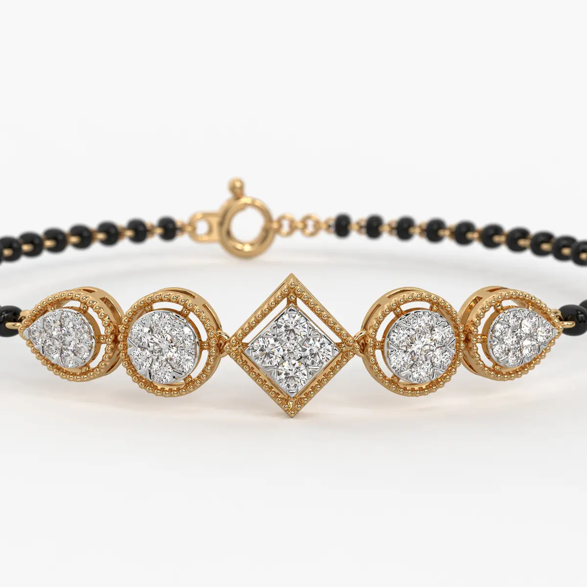 Teardrop and Square Mangalsutra Bracelet