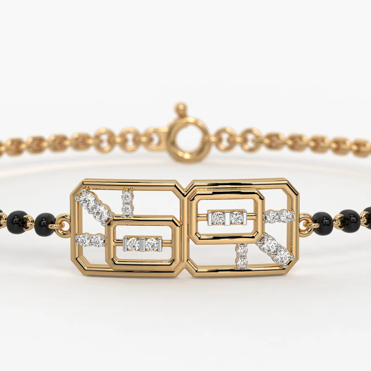 Honeycomb Diamond Mangalsutra Bracelet
