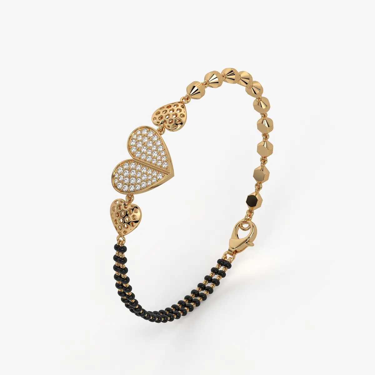 Dual Heart Charm Mangalsutra Bracelet