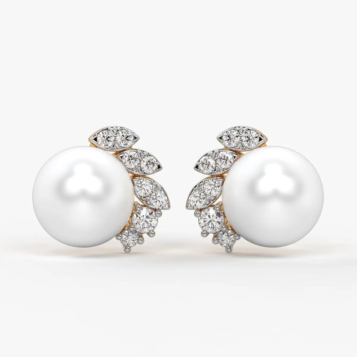 Pearl Leaf Cluster Stud Earrings