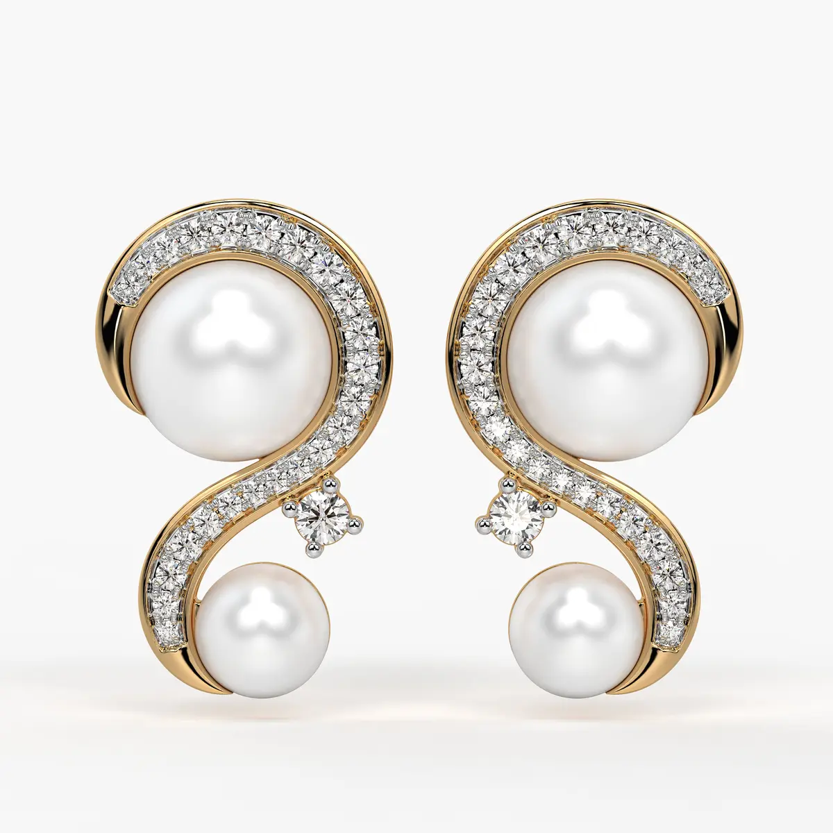 S-Curve Pearl Stud Earrings