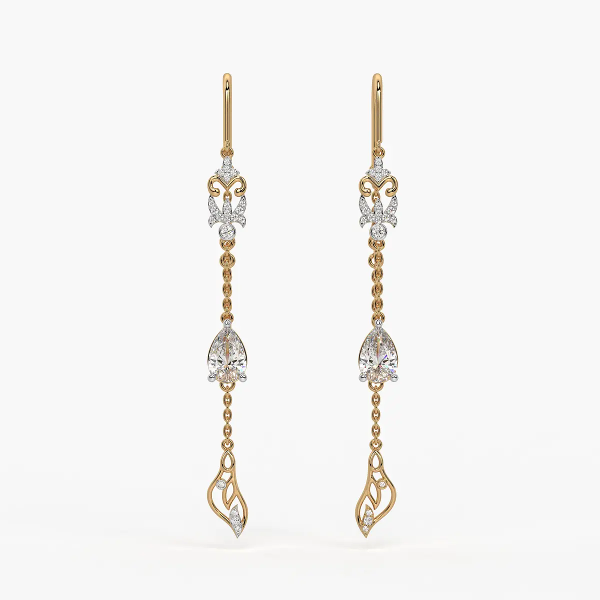 Emerald Tear Scroll Drop Earrings