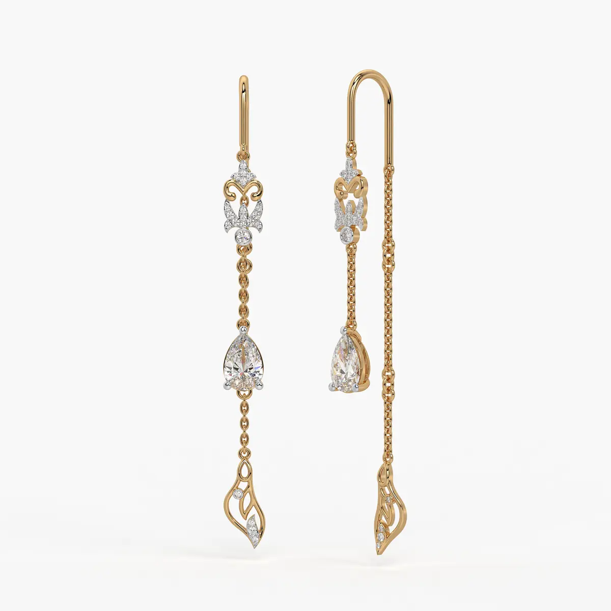 Emerald Tear Scroll Drop Earrings