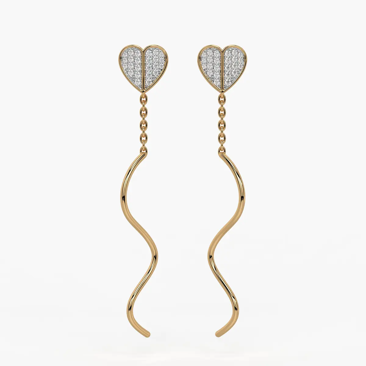 Heart Wave Chain Drop Earrings