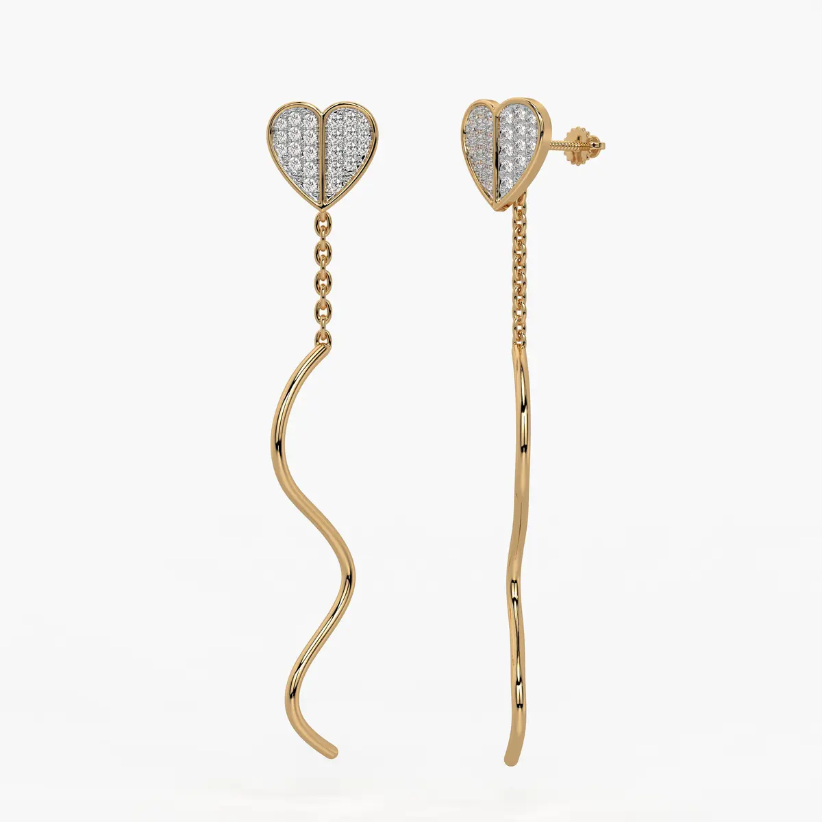 Heart Wave Chain Drop Earrings