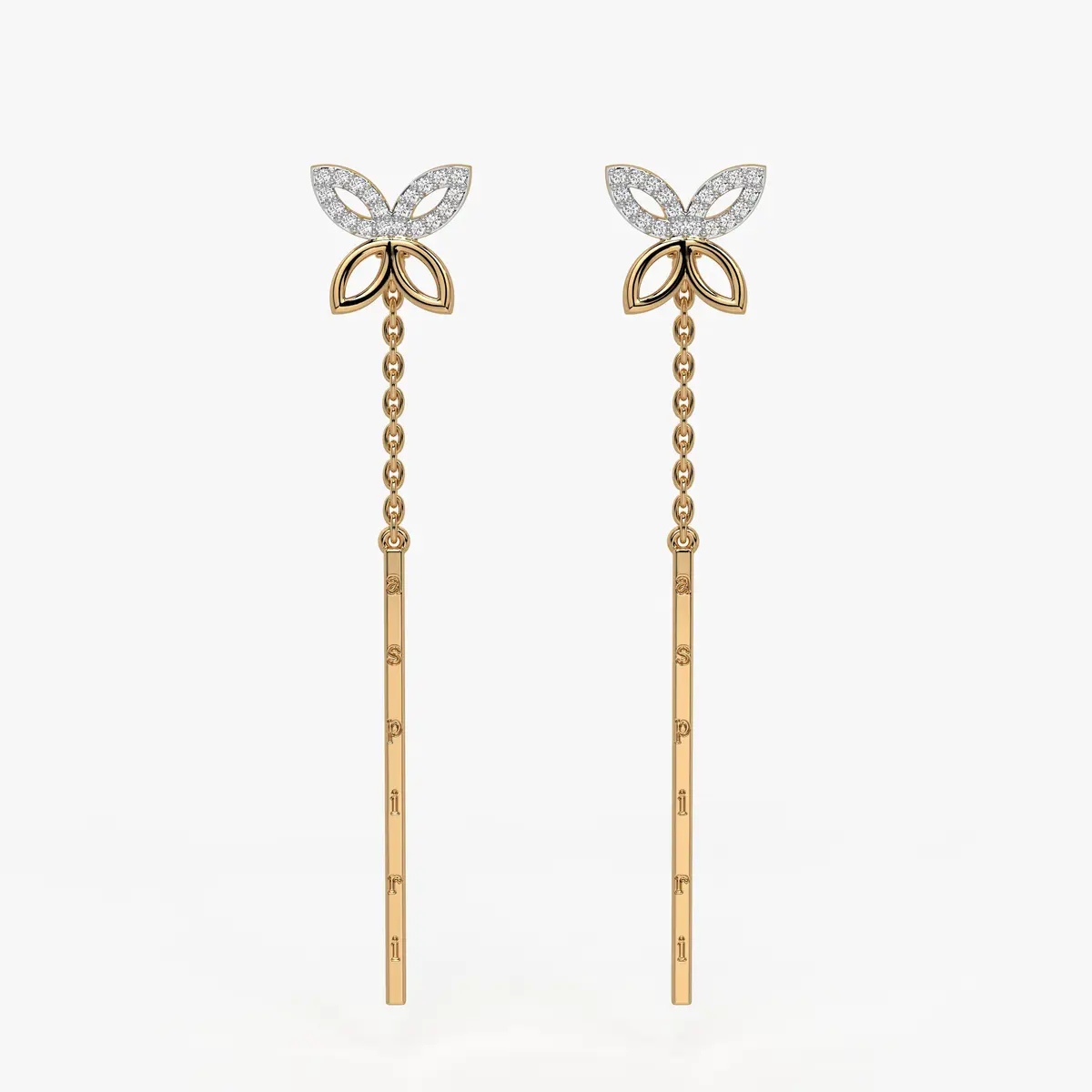 Butterfly Chain Bar Drop Earrings