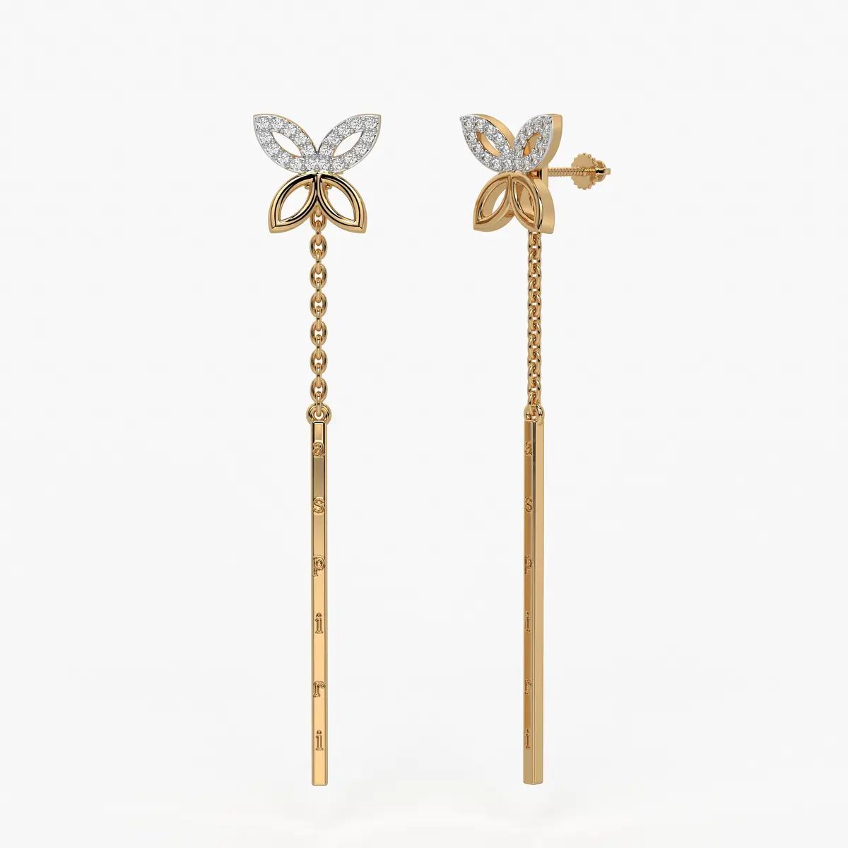 Butterfly Chain Bar Drop Earrings