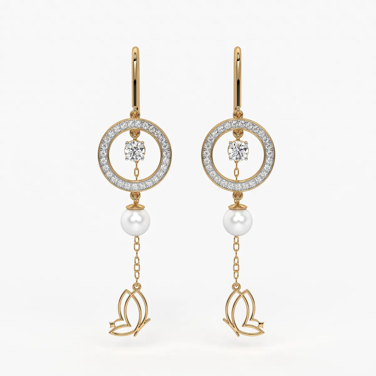 Halo Drop Butterfly Threader Earrings