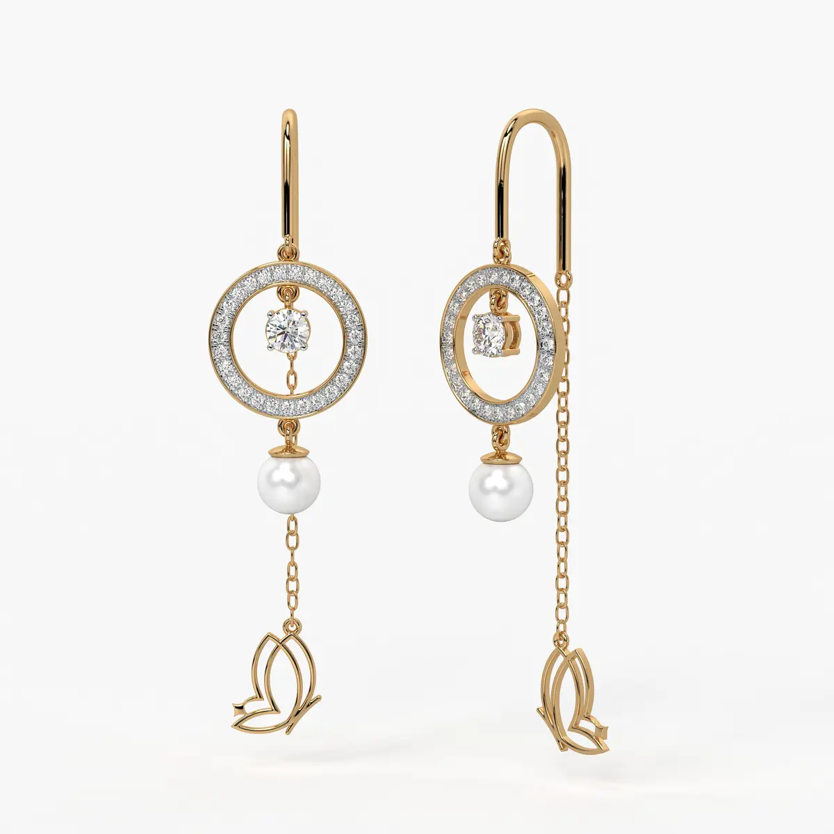 Halo Drop Butterfly Threader Earrings