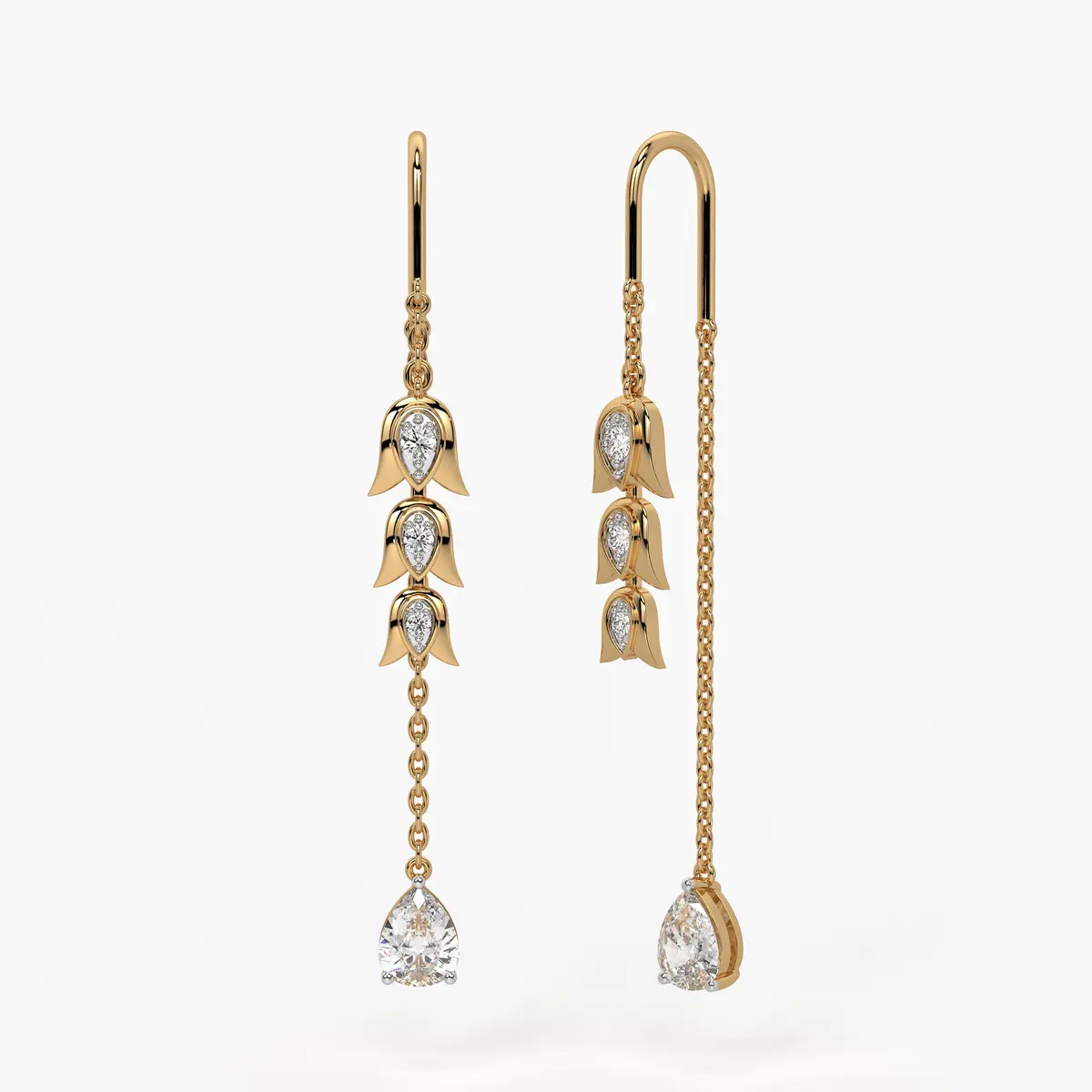 Regal Tulip & Gemstone Tassel  Earrings