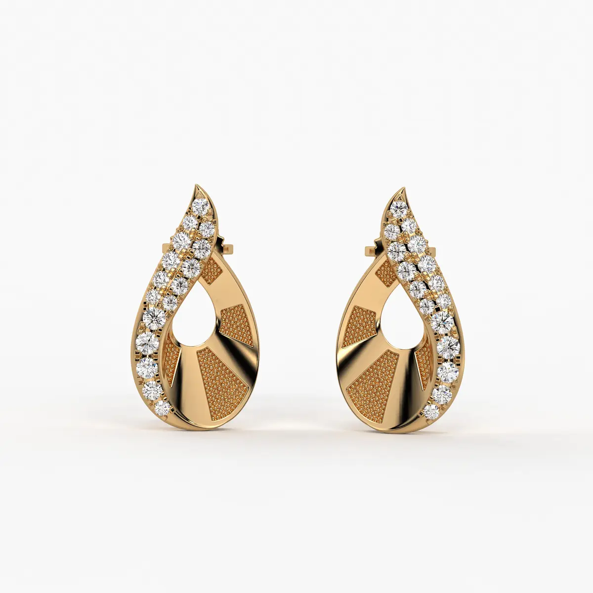 Two-Tone Textured Teardrop Studs