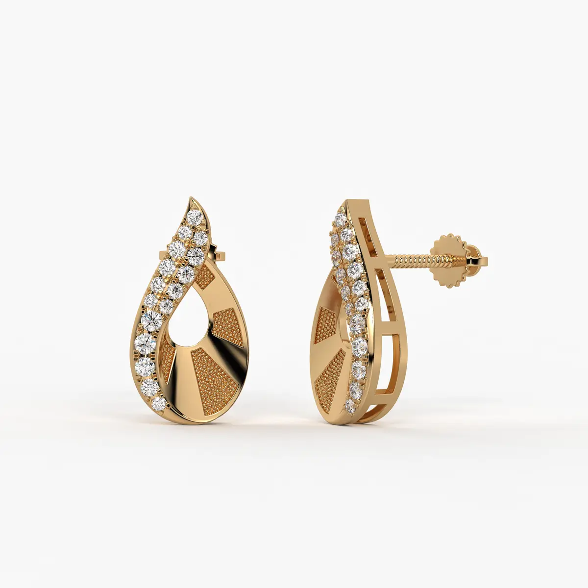Two-Tone Textured Teardrop Studs
