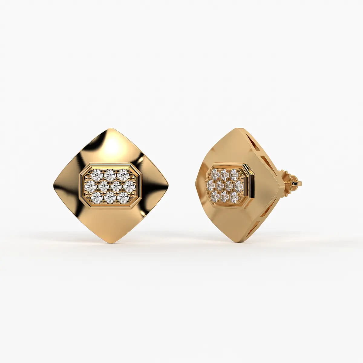 Square Cluster Stud Earrings