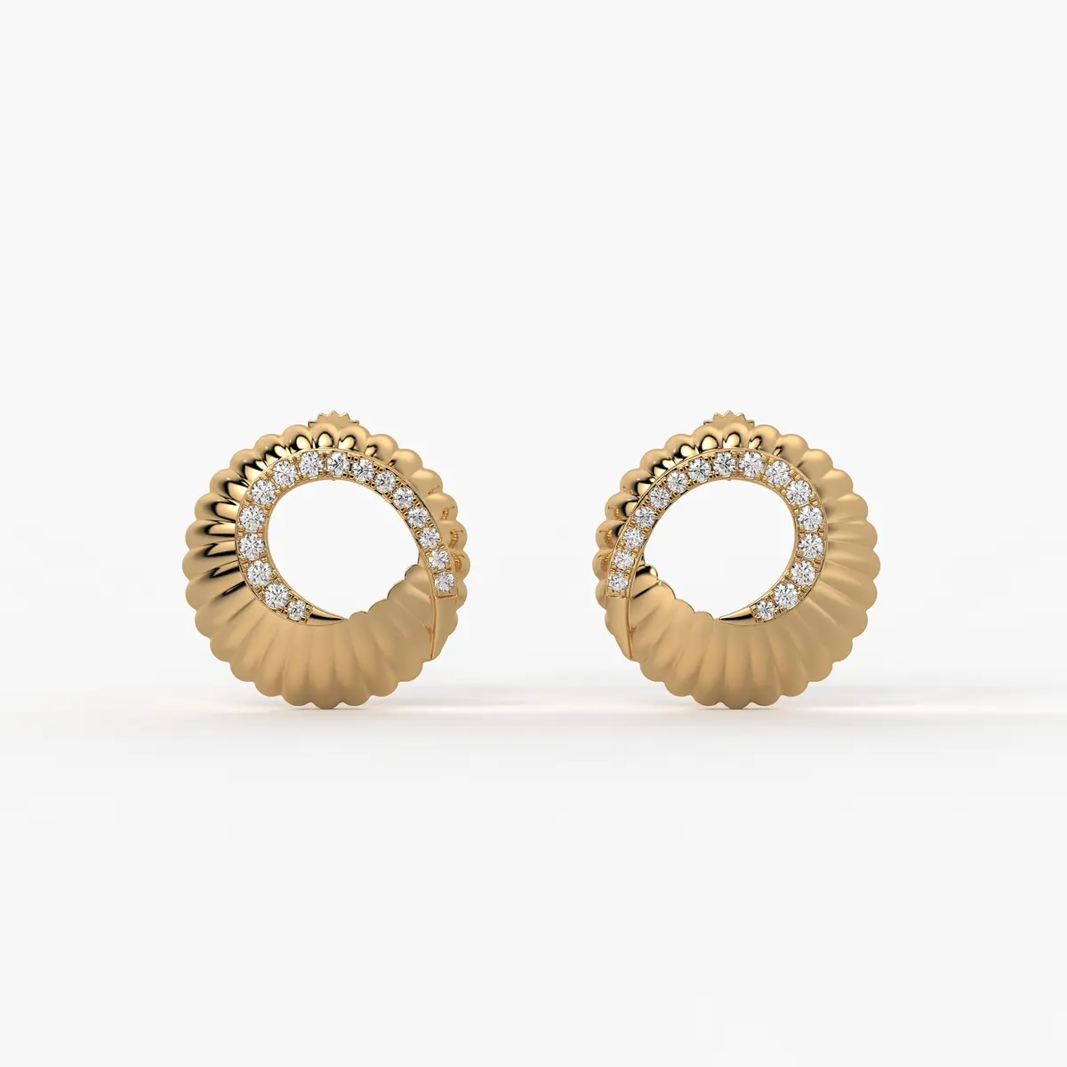 Fluted Spiral Cluster Stud Earrings