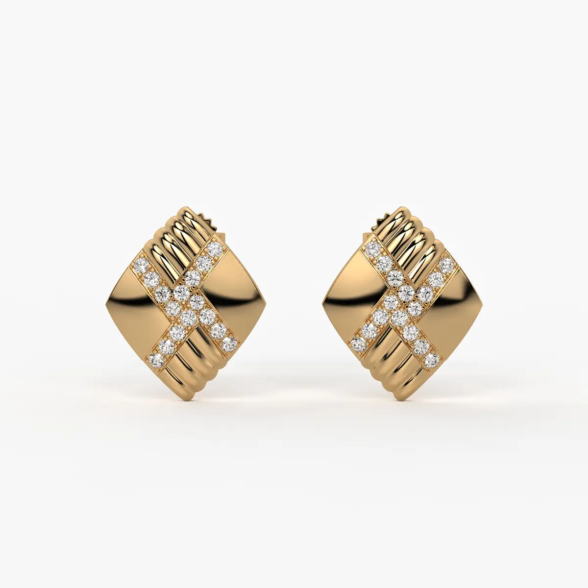 Criss Cross Square Stud Earrings