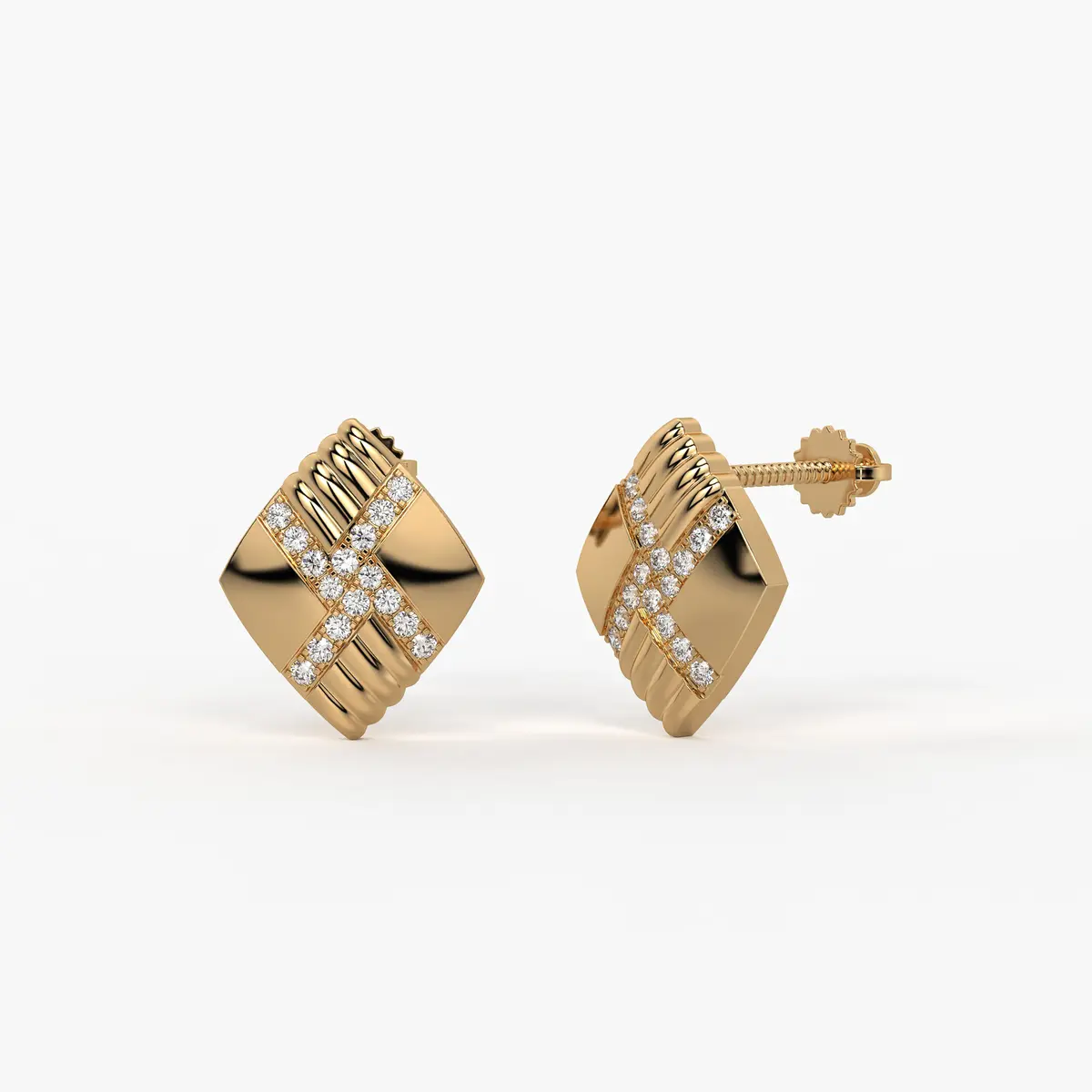 Criss Cross Square Stud Earrings