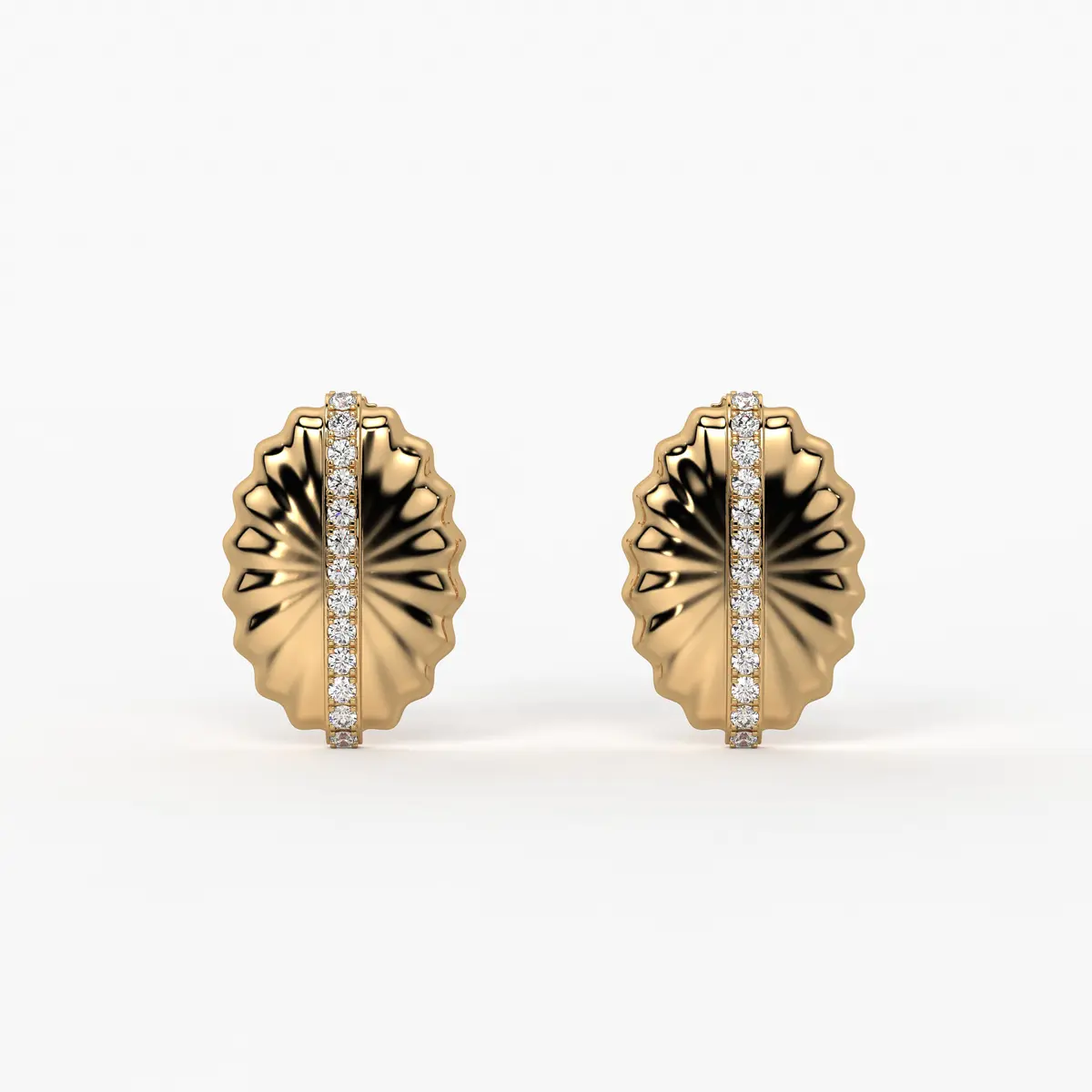 Sunburst Oval Stud Earrings