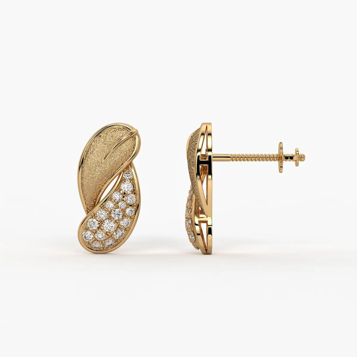 Twisted Leaf Stud Earrings