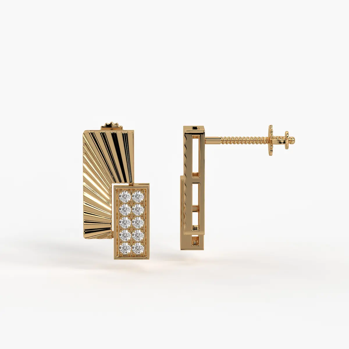 Radiant Rectangle Drop Stud Earrings