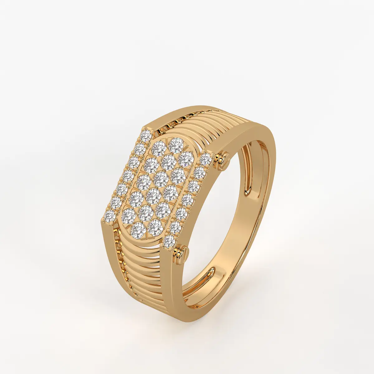 Ribbed Grid Statement Men’s Ring