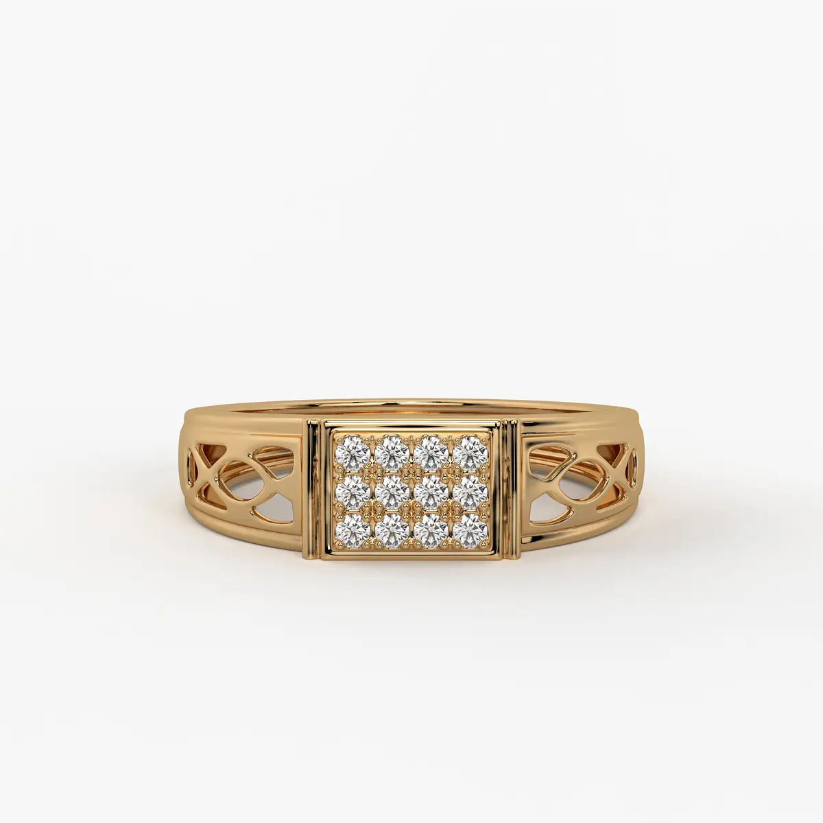 Rectangular Grid Panel Men’s Ring