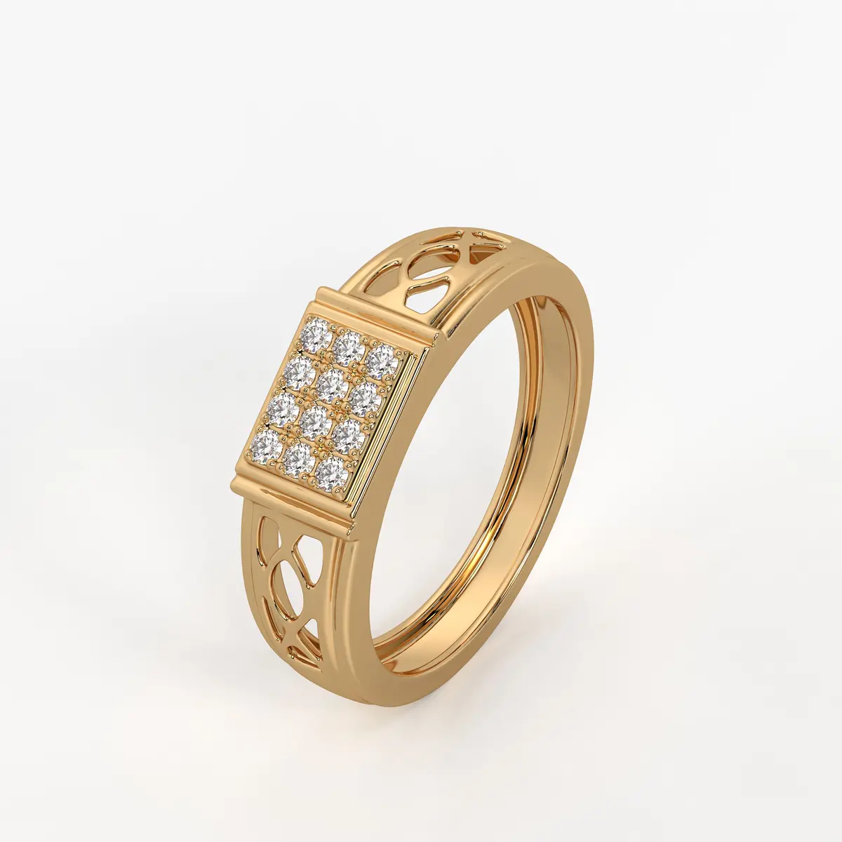 Rectangular Grid Panel Men’s Ring