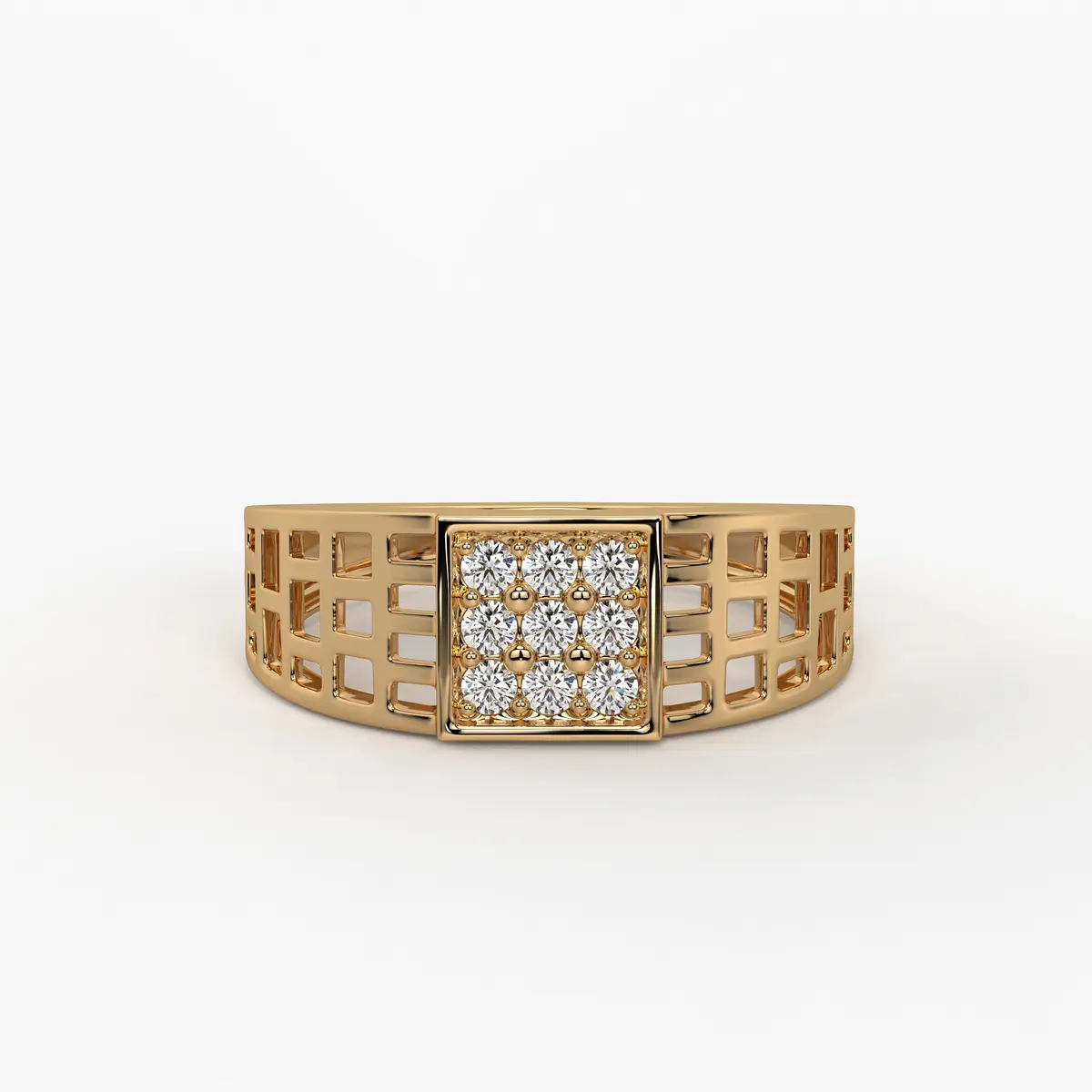 Grid Square Signet Men’s Ring