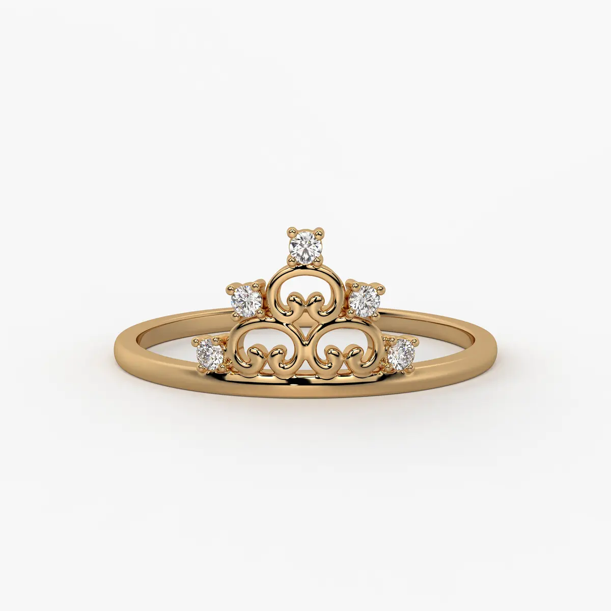 Crown Scroll Classic Ladies Ring