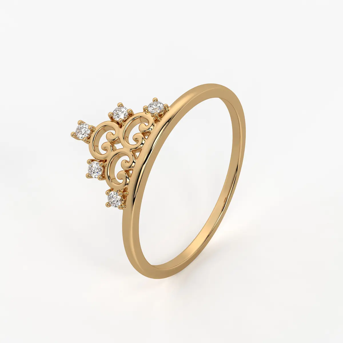 Crown Scroll Classic Ladies Ring