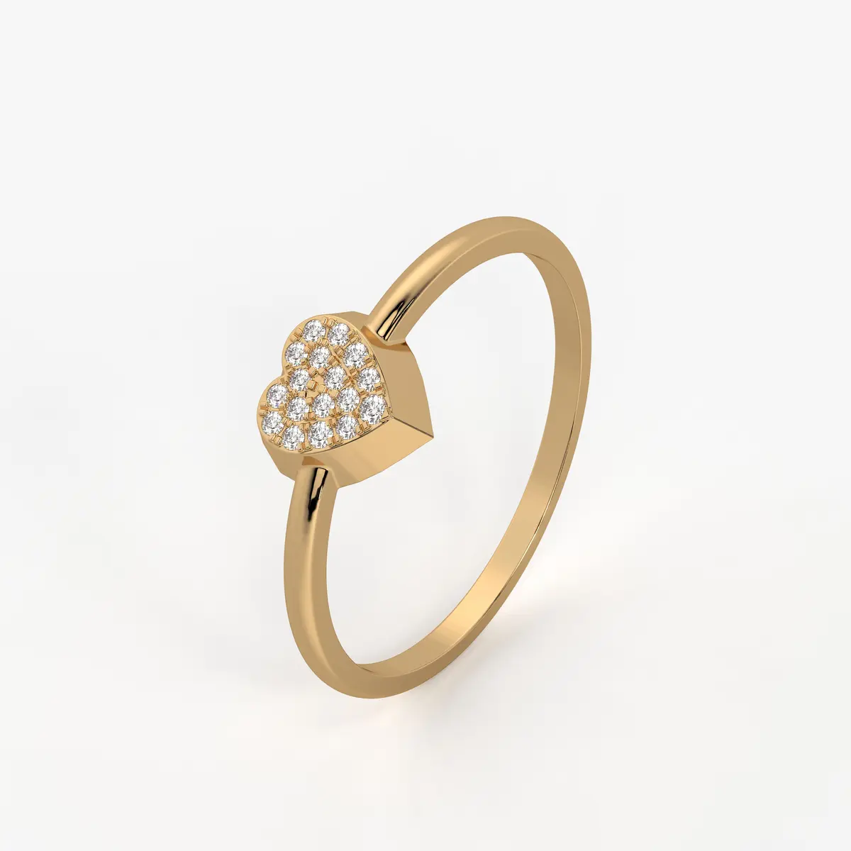 Puffed Heart Classic Ladies Ring