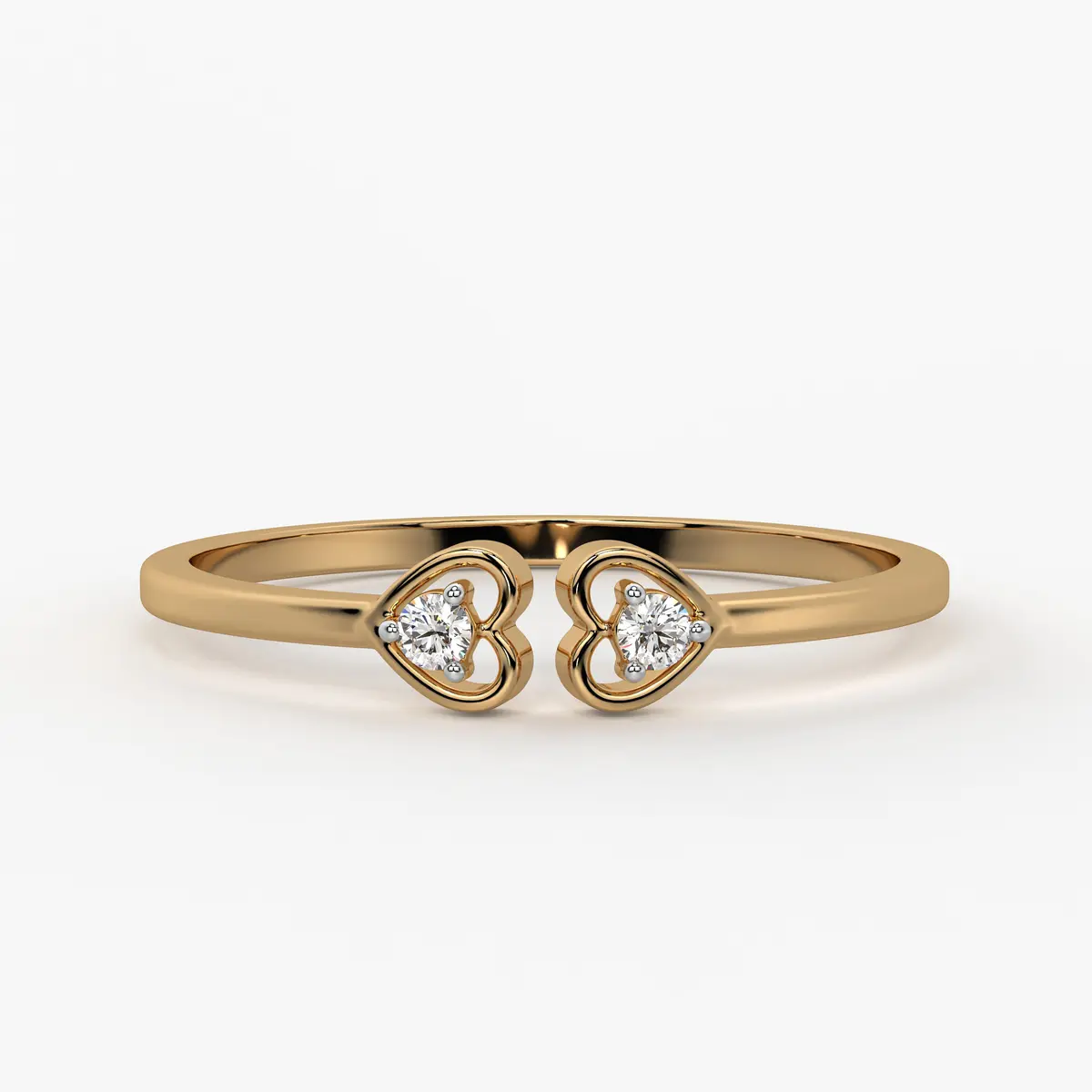 Twin Heart Minimal Ladies Ring