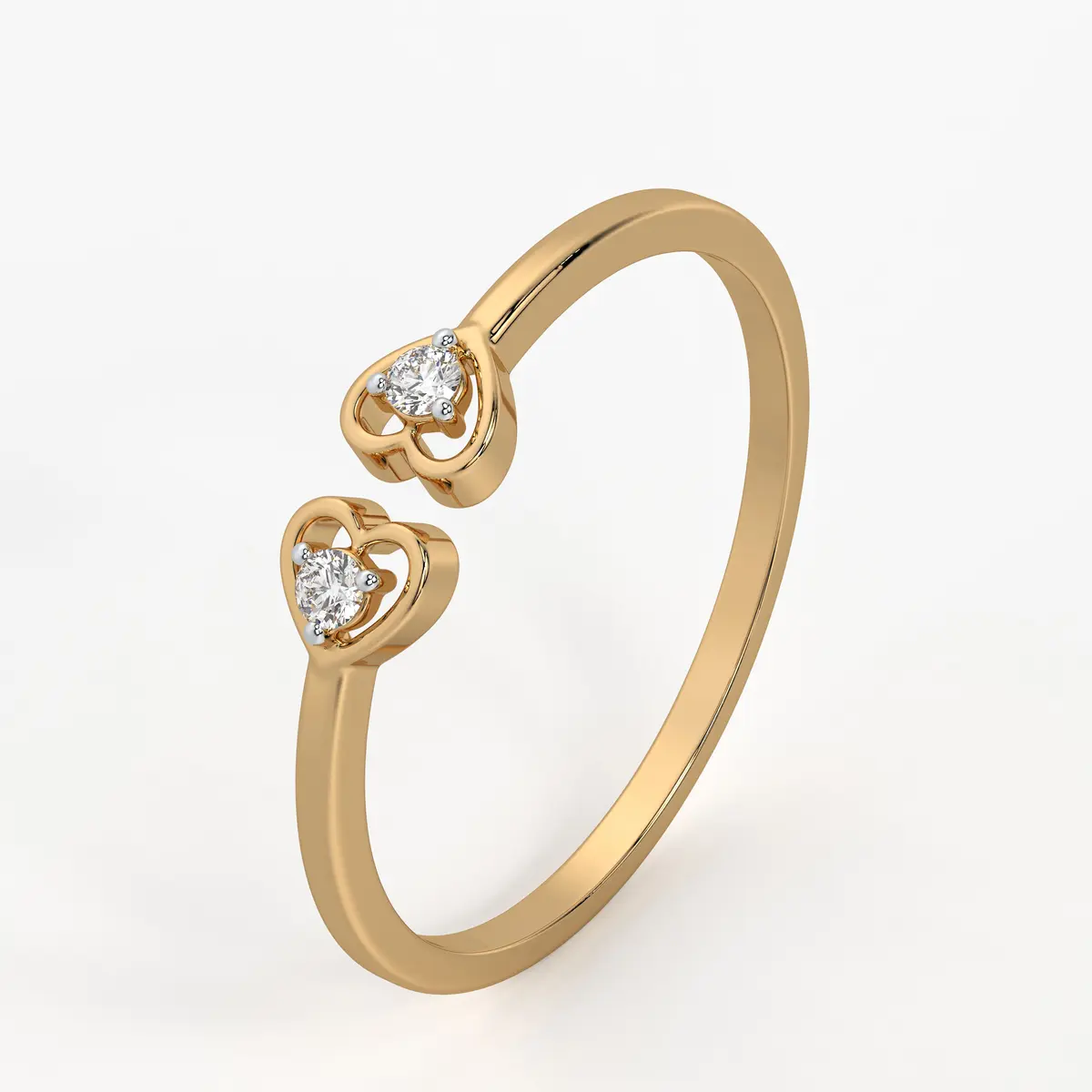 Twin Heart Minimal Ladies Ring