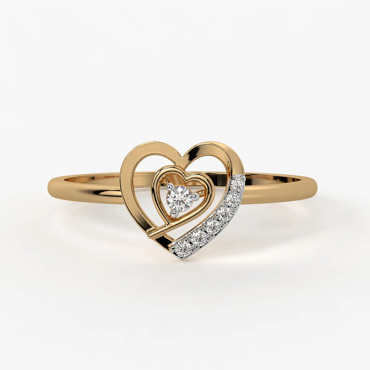 Layered Heart Classic Ladies Ring