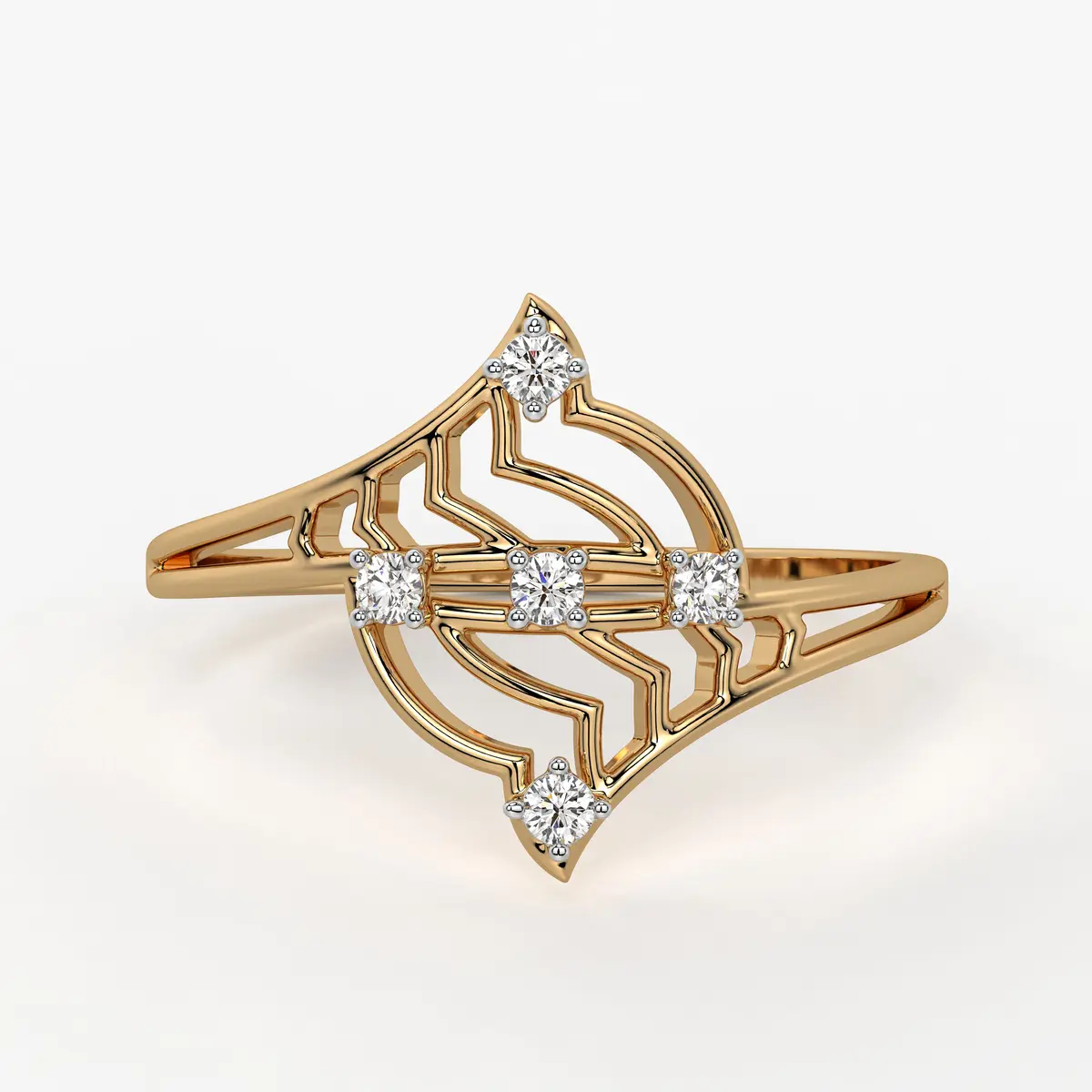 Wavy Lattice Contemporary Ladies Ring