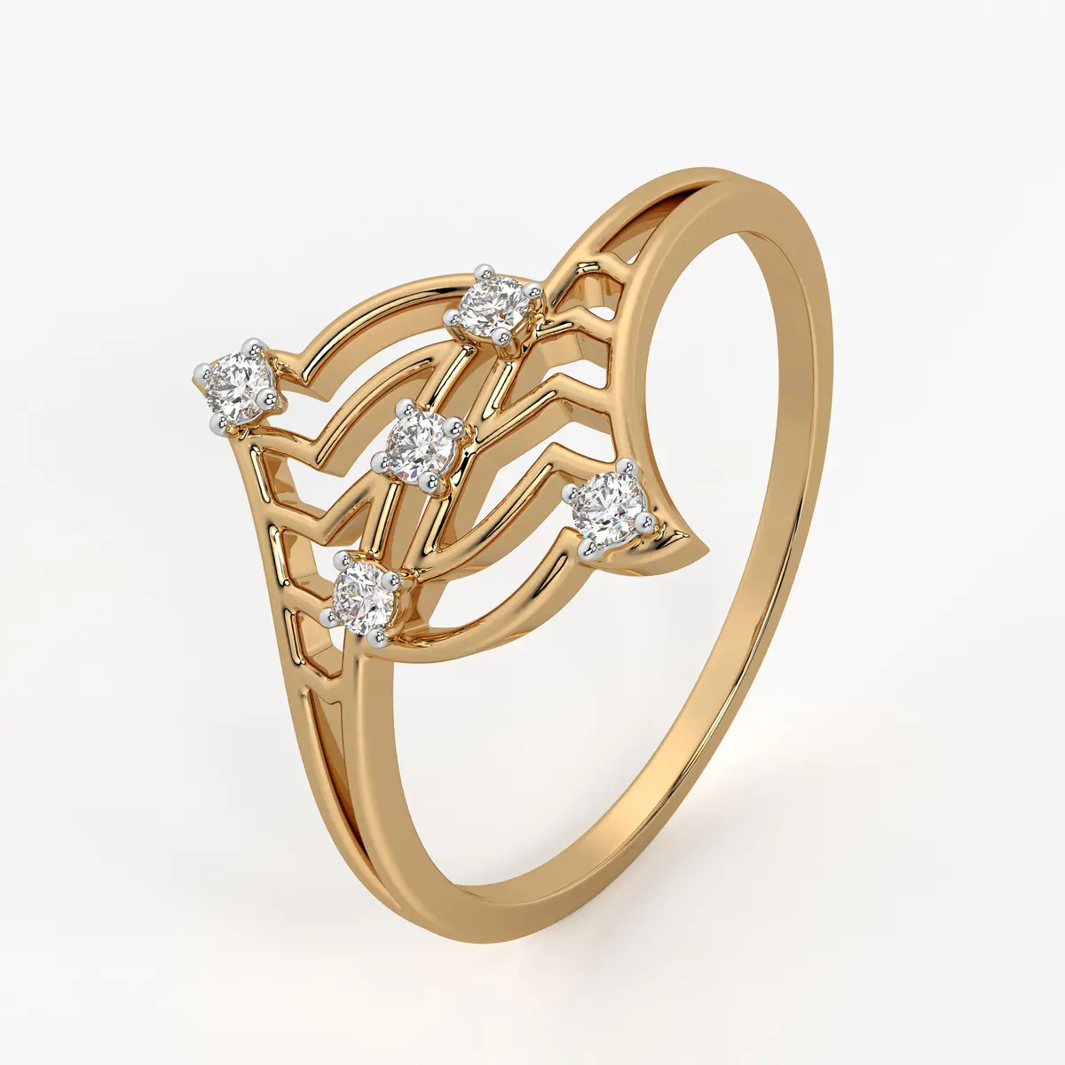 Wavy Lattice Contemporary Ladies Ring