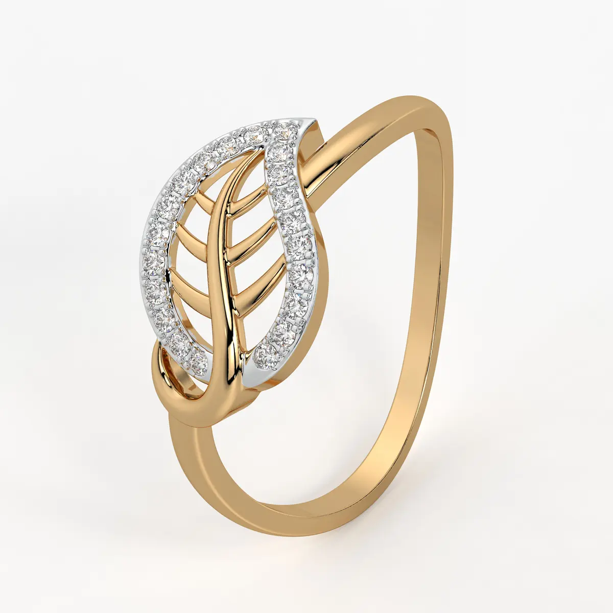 Leaf Motif Diamond Ladies Ring