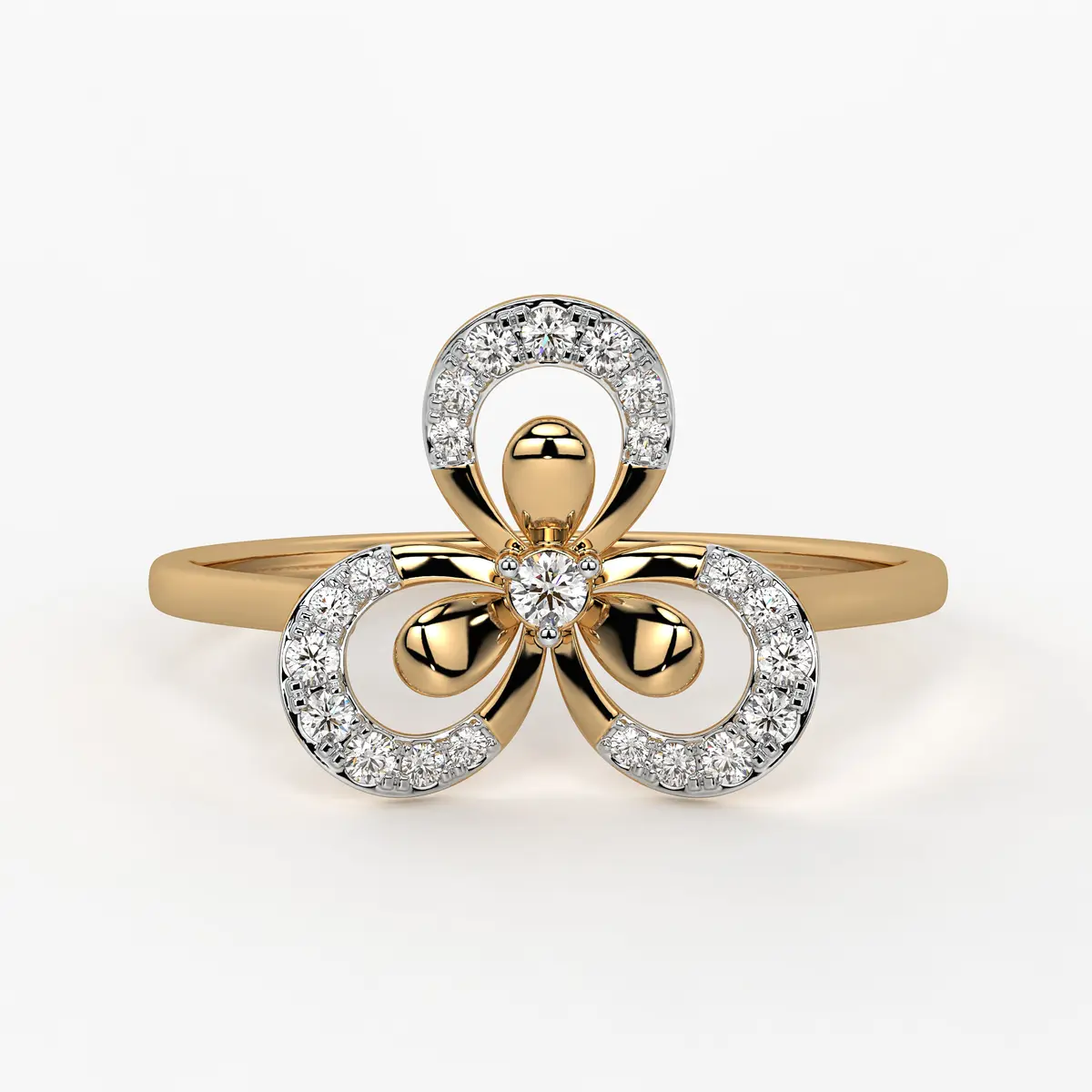 Floral Swirl Accent Ladies Ring