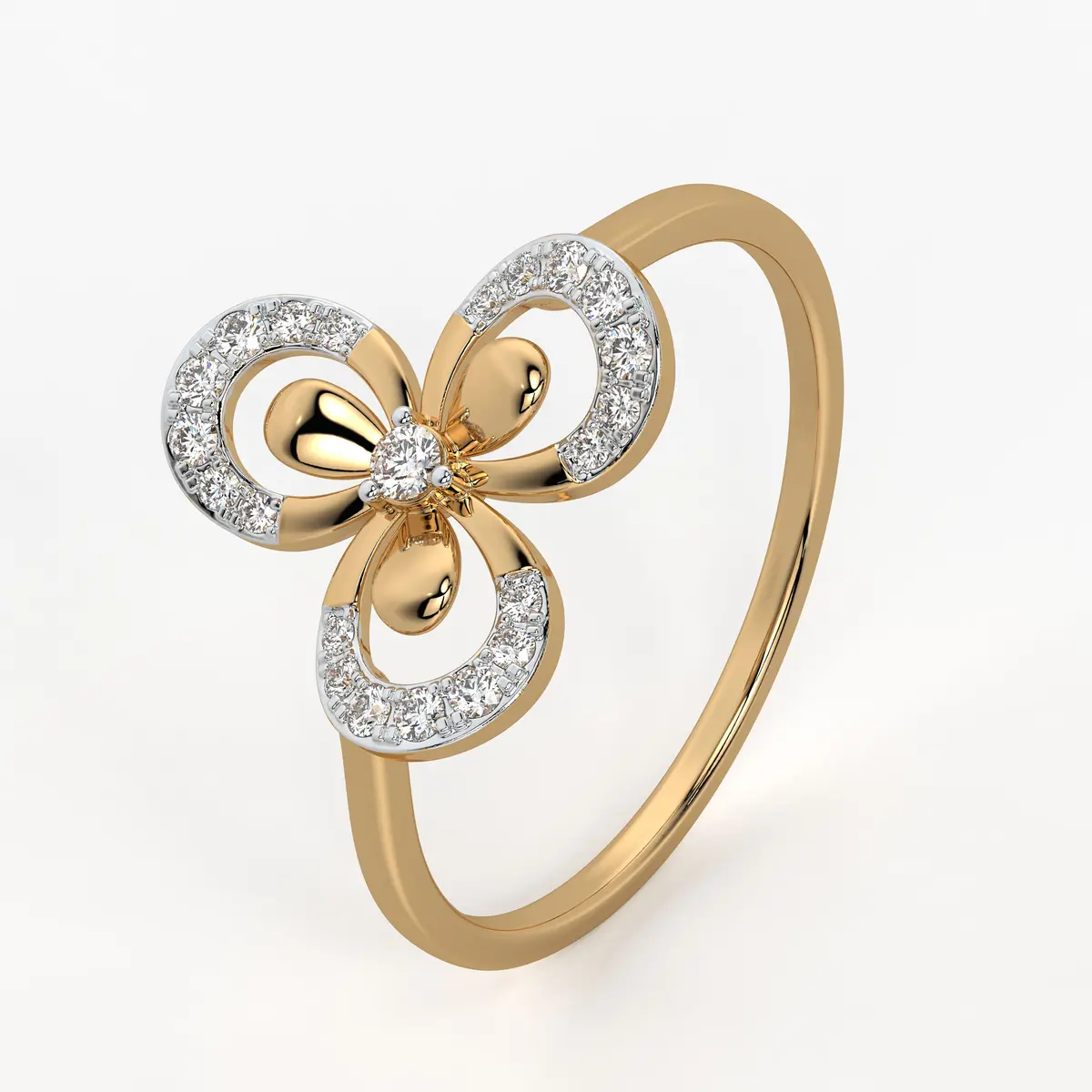 Floral Swirl Accent Ladies Ring