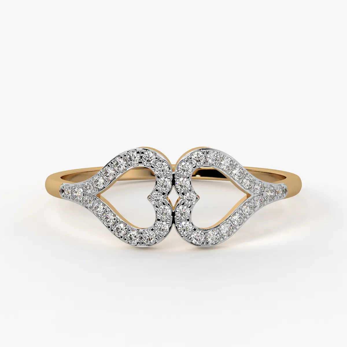Twin Heart Accent Ladies Ring
