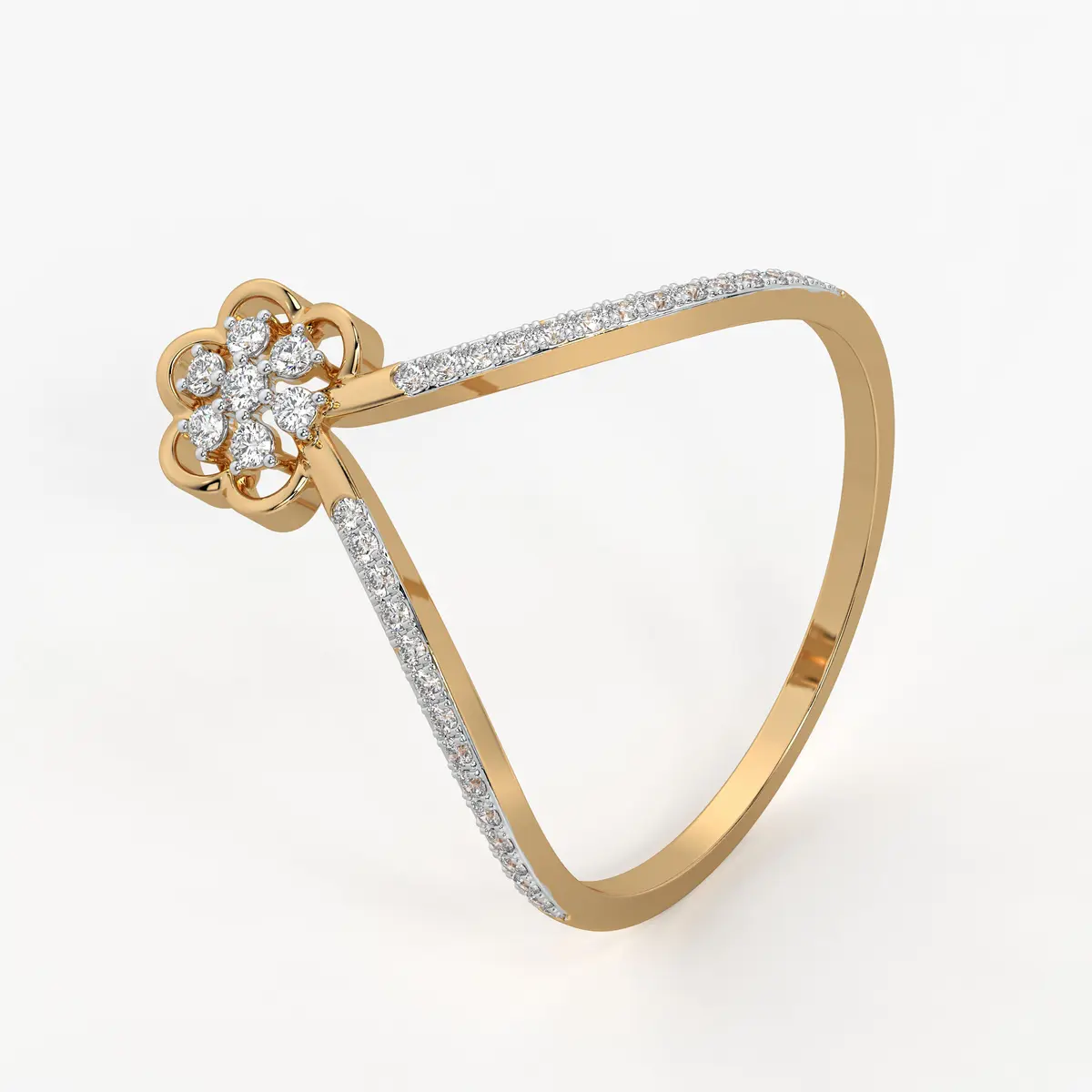 Floral Split Band Ladies Ring