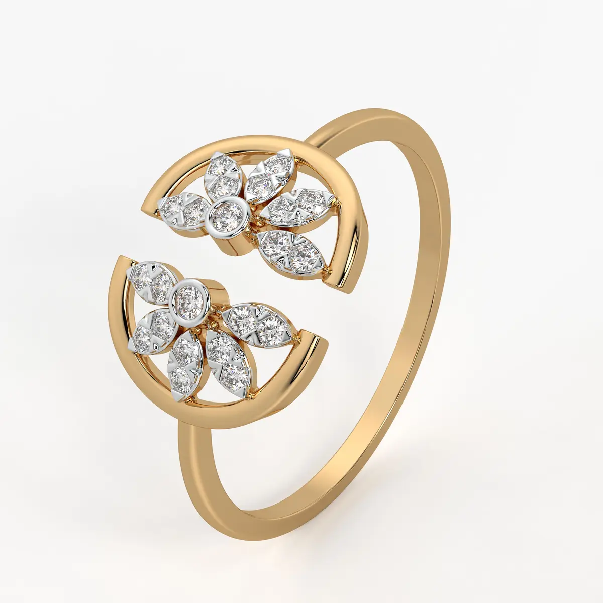 Twin Blossom Open Ladies Ring