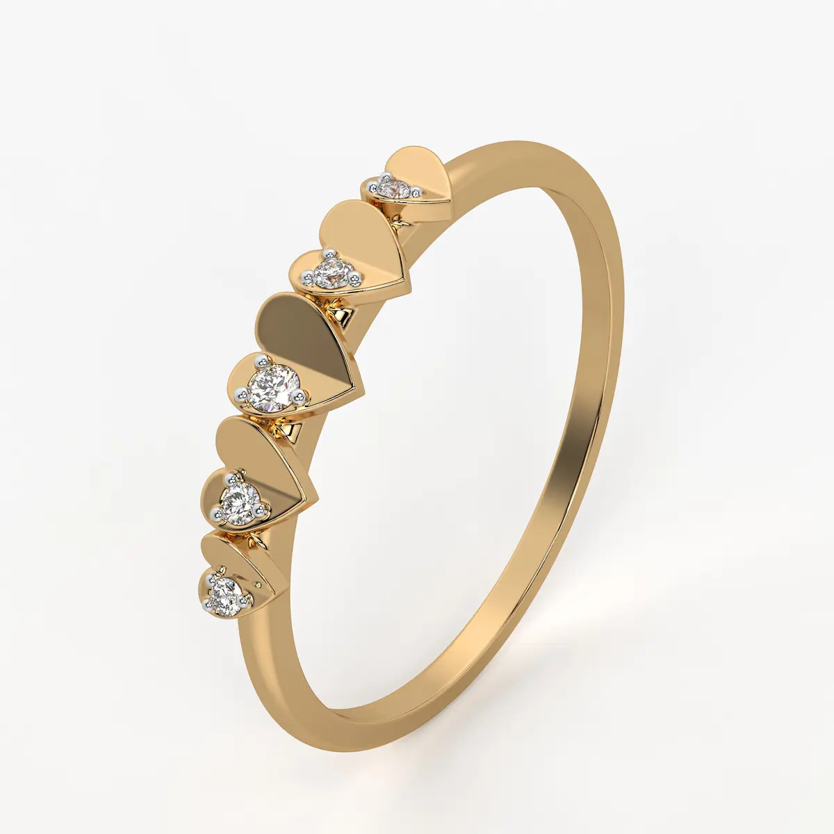 Heart Row Ladies Ring