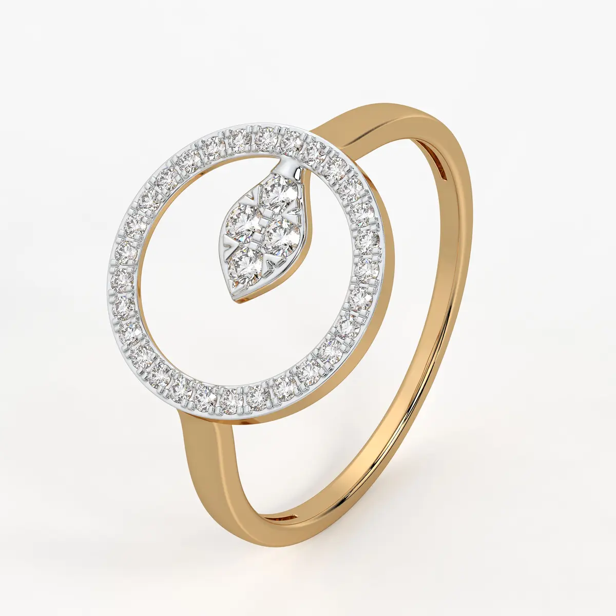 Halo Leaf Ladies Ring