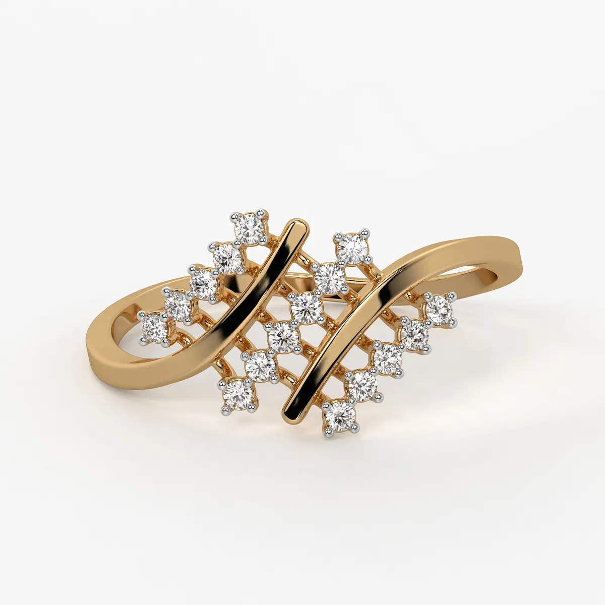 Dual Arc Cluster Ladies Ring