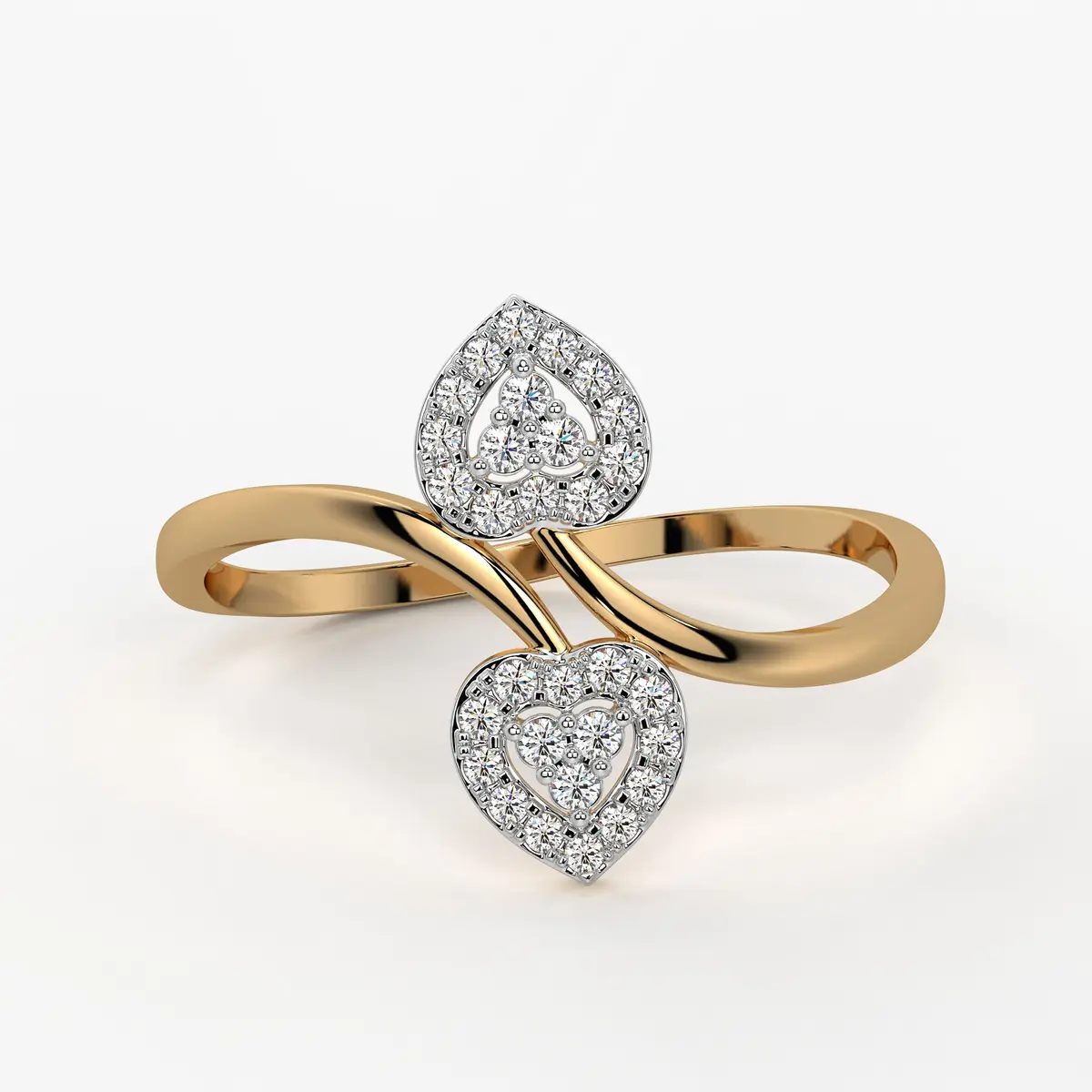 Double Heart Open Ladies Ring